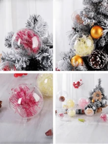 Acryl Cut Out transparente Kugeln, Weihnachtliche Dekorationskugeln, öffenbare klare Kugeln für Feiertage, Hochzeiten und Ladendekorationen, DIY Dekorationskugeln Heimdekoration Weihnachtsdekorationen Raumdekoration Winter