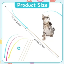 Brinquedos de Vara para Gatos - Varas Interativas com Cauda de Silicone para Gatos Internos, Brinquedo de Caça e Exercício para Filhotes e Adultos