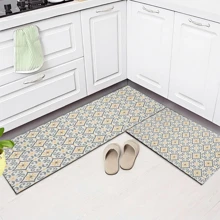 1pc Vintage Pattern Retro Printed Silica Gel Kitchen Rug, Carpet, Mat, Rectangle Carpet For Living Room, Bedroom, Hallway, Bathroom, Laundry Room - Polyester Carpet, Suitable For Indoor And Outdoor Home Decor