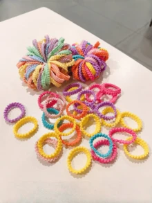 50 件男女通用可爱荷叶边波浪发带，弹力发带不会损坏头发，发饰，马尾辫夹，发圈，发橡皮筋，发绳 - 彩色 - 查看 4