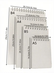 螺旋网格笔记本、顶线安装笔记本、网格笔记本、速记笔记本、记事本、适合素描的网格纸、绘图办公用品、网格笔记本、高中、大学、学习笔记本、网格纸、学校用品、返校
