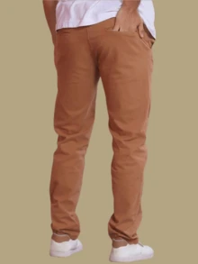 Men's Tailored Twill Trousers, Sporty Fine, Knife Pocket, Built-In Pocket - 焦糖 - 查看 2