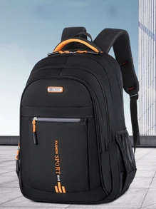 Minimalistischer einfarbiger Rucksack, multifunktionaler College-Stil, Campus-Rucksack, vielseitiger Nylon-Reiserucksack, große Kapazität, Buchstabenbeschriftung, einfache lässige Schultasche, neuer Schulrucksack für Oberschüler mit großer Kapazität, Rucksack für Mittelschüler, Business-Reise-Lässig-Rucksack, Schultasche, Schüler-Lernbedarf, Rucksack für Studenten zum Schulanfang, Schultaschen mit großer Kapazität, Reisetaschen