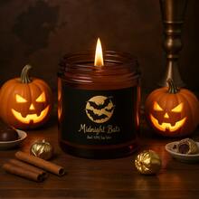 Brown Bottle Halloween Soy Candle, Halloween Party Decoration Favor, Scented Candle, Skull, Haunted Pumpkin Field - Gothic Halloween Jar Scented Candle, 5.2oz, Made With Beeswax, Coconut And Soy, Home Decor Halloween Decor Room Decor - Brown - View 1