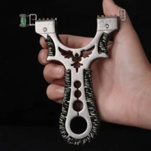 1pc Slingshot, Suitable For Hunting Games, Hunting And Shooting Practice - Professional Grade Precise Powerful Slingshot Stress Relief Tool, Outdoor Shooting Entertainment, Boys Outdoor Recreation, Slingshot Party Gift - Silver - View 1