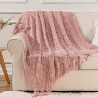 鼠尾草绿色盖毯，适合沙发，波西米亚风格家居装饰，浅蓝色沙发毯，适合客厅沙发