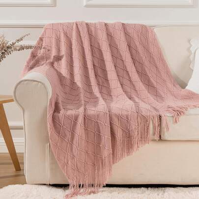 鼠尾草绿色盖毯，适合沙发，波西米亚风格家居装饰，浅蓝色沙发毯，适合客厅沙发