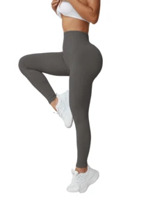 Leggings de yoga de talle alto acanalados para mujer - Pantalones de entrenamiento elásticos y opacos para fitness y uso casual, color rosa, estilo primavera/otoño, leggings de talle alto