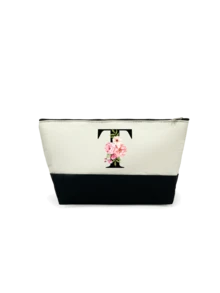 1个字母印花拼接女士手提包/化妆包，教师节礼物，可重复使用手拿包，简约大容量女士旅行化妆包，多功能便携女士礼品，休闲收纳袋，全新购物理想之选，男女通用，情侣款，日常使用，节日，返校季