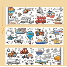 Super Long Children's Graffiti Painting Roll With Different Themes, Suitable For Boys And Girls Coloring And Drawing Over 3 Years Old Christmas Decoration