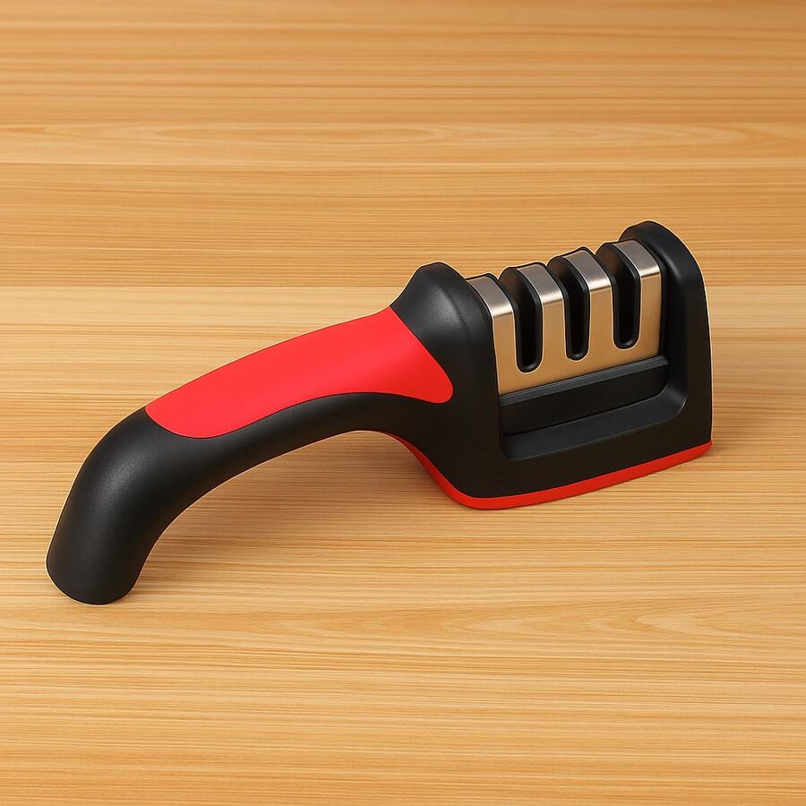 Stainless Steel Knife Sharpener, 3 Sharpening Levels, Non-Slip Base, Compact And Practical For The Kitchen - Negro - Ver 1