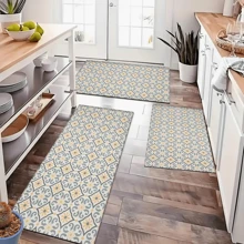 1pc Vintage Pattern Retro Printed Silica Gel Kitchen Rug, Carpet, Mat, Rectangle Carpet For Living Room, Bedroom, Hallway, Bathroom, Laundry Room - Polyester Carpet, Suitable For Indoor And Outdoor Home Decor