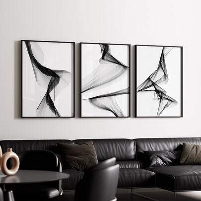 3Pcs/Set Optinal Frame Modern Minimalist Black And White Posters, Stylish And Elegant Decor, Aesthetic Room Decor, Waterproof Canvas Wall Art, Artwork Wall Painting For Gift, Nordic Wall Picture For Living Room, Bedroom, Office, Bathroom