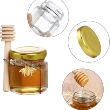 Bộ 1,5oz gồm 12/24/36/48 lọ mật ong, lọ mật ong mini dùng làm quà tặng tiệc tùng (số lượng lớn), lọ thủy tinh, lọ mật ong thủy tinh lục giác nhỏ, hộp đựng bằng thủy tinh có nắp, nắp vàng, mặt dây chuyền và dây đay, thích hợp cho tiệc mừng, quà cưới, tiệc tùng, Halloween, Giáng sinh, cam, quà tặng ngày lễ tạ ơn, lễ hội thu hoạch, bữa tối gia đình - trong suốt - Xem 5