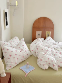 3 件套 100% 涤纶粉色蝴蝶结印花羽绒被套套装，2 个枕套 + 1 个羽绒被套（无床单） - 彩色 - 查看 5