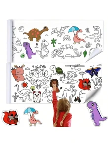 Super Long Children's Graffiti Painting Roll With Different Themes, Suitable For Boys And Girls Coloring And Drawing Over 3 Years Old Christmas Decoration
