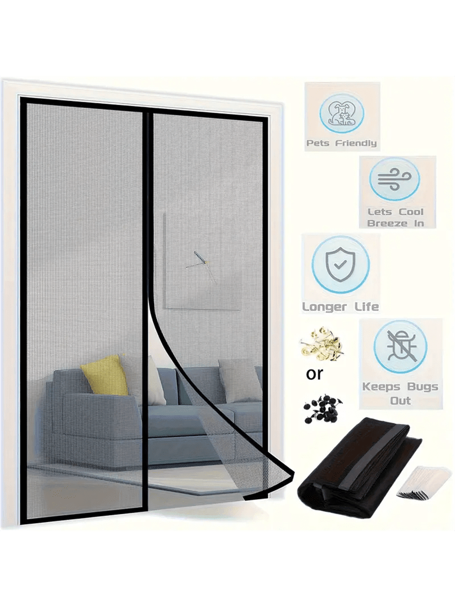 1 Piece Easy To Install Magnetic Curtain - Self-Sealing, No Drilling Required, Room Decor,Home Decor,Dimensions 35.43" X 82.67" , Insect Repellent, Breathable, Classic Style, Suitable For Bedrooms, Living Rooms, Various Room Types, Versatile, A Must-Have For Back-To-School Season,