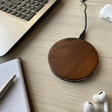 Personalized Wooden Wireless Charger 15W, Customize Handwritten Text Or Patterns Laser Etched Wireless Charger Personalized With Office Accessories Custom Text Custom Photo Gift Real Walnut Wood Father's Day Gift For Mom – Tech Gift