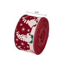1pc New Santa Claus Head Woven Ribbon, Faux Linen Satin Ribbon, Edged Christmas Tree Decor Bow Pendant - Multicolor - View 3