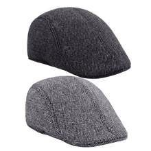 1-3 Pieces Men's Herringbone Flat Newsboy Hat Tweed Newsboy Cap Cabbie Driving Hunting Cap For Men Outdoor Daily Use