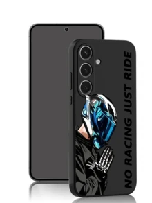 1 carcasă de telefon neagră elegantă cu slogan motociclist, antiderapantă, antișoc, compatibilă cu , OPPO, HONOR, REDMI, GALAXY, 12T/13T/14T, impermeabilă, anti-cădere, rezistentă la zgârieturi