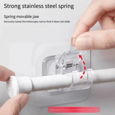 4pcs Curtain Rod Brackets No Drilling, Self Adhesive Curtain Rod Holders Nail Free Adjustable Curtain Rod Hooks Curtain Hangers For Bathroom Kitchen Bathroom Hotel