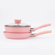 ABKOK 1pc/2pcs/3pcs/5pcs/6pcs Mini Non-Stick Aluminum Cookware Set, Easy To Clean Frying Pan, Soup Pot, Breakfast Pan, Compatible With Induction And Gas Stove, Sold Individually Or As Set