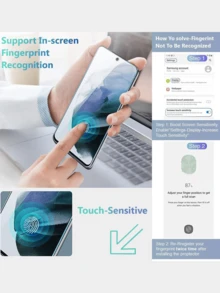 Paquete de 3 protectores de pantalla de vidrio templado con cobertura completa y desbloqueo por huella digital compatible con Samsung, alta definición, hidrofóbico y oleofóbico, resistente a los arañazos, fácil de limpiar, compatible con fundas de teléfono, compatible con Samsung Galaxy - transparente - Ver 7