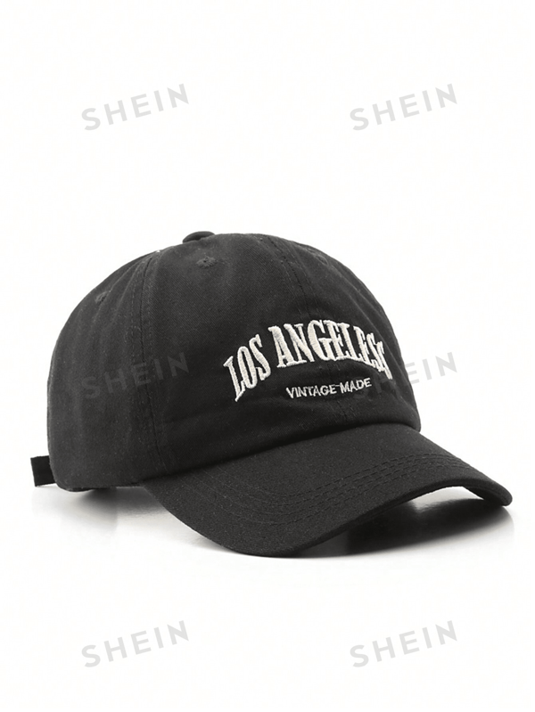 1pc Vintage Washed Blue Letter "Los Angeles" Baseball Cap, 1pc Denim Gray Retro Washed Baseball Cap, Vintage American Style Embroidered Brim Snapback Hat, Oversized