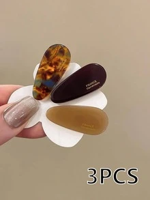 9pcs/3pcs Set Women Fashion Acetate Material Water Drop Shaped Side Clips, Bangs Clips, Suitable For Daily Wear And Holiday Gifts - Multicolor - View 8