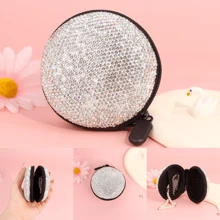 1pc Luxury Rhinestone Headphone Case, Storage Bag, Portable Electronic Accessory Case For Headphones, Charging Cables , Sturdy And Durable Portable Hard Shell Storage Case, Shockproof Protection Travel Storage Travel Essentials Back To School