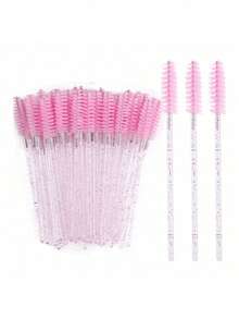 100pcs/Set Disposable Mascara Wands, Crystal S-Shaped Eyelash Extension Brushes, Spiral Eyelash & Eyebrow Brushes Makeup Brush Set (Black, Pink), Eyebrow Brush, Eyeshadow Brush, Makeup Brushes - Multicolor - View 13