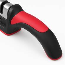 Stainless Steel Knife Sharpener, 3 Sharpening Levels, Non-Slip Base, Compact And Practical For The Kitchen - Negro - Ver 6