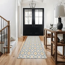 1pc Vintage Pattern Retro Printed Silica Gel Kitchen Rug, Carpet, Mat, Rectangle Carpet For Living Room, Bedroom, Hallway, Bathroom, Laundry Room - Polyester Carpet, Suitable For Indoor And Outdoor Home Decor