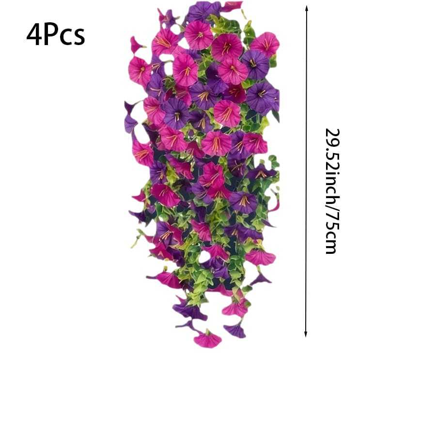 4pcs Artificial Hanging Flowers, Silk Blend Multicolor, Suitable For Wedding, Home, Office, Garden Decor, Artificial Flowers With Eucalyptus Leaves, UV Resistant Lifelike Hanging Plants, Applicable For Wedding Arch, Wall, Garden, Bedroom, Outdoor, Office, Party Decoration