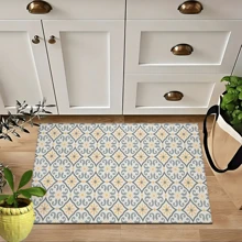 1pc Vintage Pattern Retro Printed Silica Gel Kitchen Rug, Carpet, Mat, Rectangle Carpet For Living Room, Bedroom, Hallway, Bathroom, Laundry Room - Polyester Carpet, Suitable For Indoor And Outdoor Home Decor