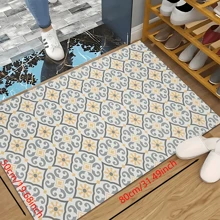 1pc Vintage Pattern Retro Printed Silica Gel Kitchen Rug, Carpet, Mat, Rectangle Carpet For Living Room, Bedroom, Hallway, Bathroom, Laundry Room - Polyester Carpet, Suitable For Indoor And Outdoor Home Decor