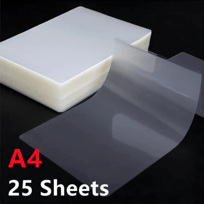 Tapsin 25PCS A4 Laminator Laminating Pouches Laminate Sheets Gloss, Moisture Resistant, Waterproof, Tamper-Proof 160 Micron 216x303mm Clear