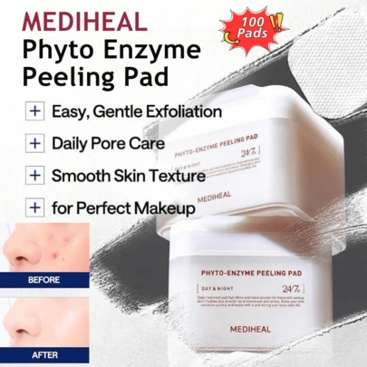  MEDIHEAL Phyto Enzyme Peeling Pad  - Pore Tightening Pads To Control Sebum - Exfoliating Pads For Dead Skin Cells, 100 Pads