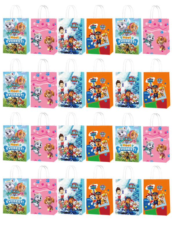 Paw Patrol 12Pcs Paw Patrol New Theme Party Gift Bags, Birthday Party Decorations, Gift Packaging Bags, Paper Bags, Suitable For Birthday, Halloween, Christmas And New Year Party Supplies, Also A Perfect Choice For Thanksgiving