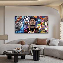 1pc Unframed Hip Hop Rapper Canvas Wall Art, Pop Art Graffiti Painting Picture Wall Decor, Poster Print Artwork For Bedroom Living Room Home Decor