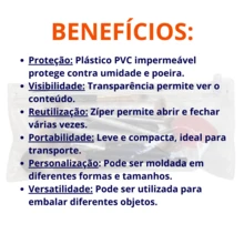 Kit 5 un Embalagem 30x13 Saco Organizador Multiuso Transparente