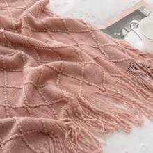 鼠尾草绿色盖毯，适合沙发，波西米亚风格家居装饰，浅蓝色沙发毯，适合客厅沙发 - 粉色 - 查看 5