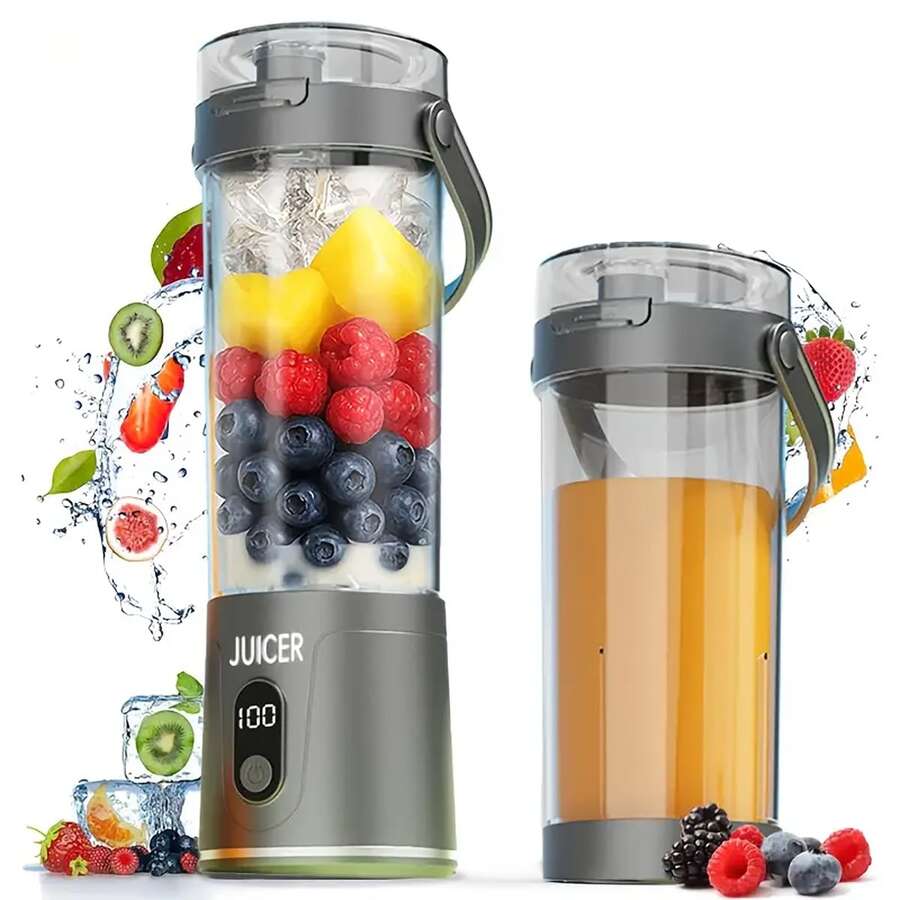 Ten przenośny blender i sokowirówka jest wyposażony w cyfrowy wyświetlacz, bezprzewodowe zasilanie przez USB, wydajny silnik o prędkości 20 000 obr./min oraz ostrza ze stali nierdzewnej. Jego kompaktowa konstrukcja umożliwia przygotowywanie koktajli, koktajli mlecznych i soków warzywnych. Jest wygodny w transporcie i kompatybilny z urządzeniami USB, co czyni go idealnym wyborem do użytku w domu, biurze i w podróży. - Wielokolorowe - Zobacz 1