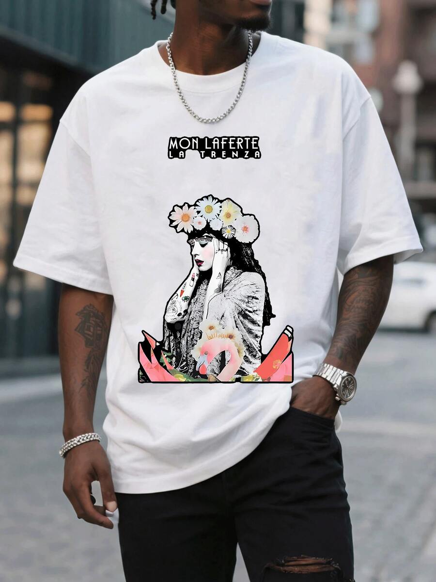 Men's T Shirt Comfort Oversize Cute Woman With Flower Crown, Artistic Style For Outdoor Streetwear Professional Fans