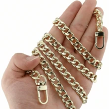 1pc 47 Inch Purse Flat Chain Strap Shoulder Crossbody Replacement Straps With Metal Buckles Gold Chain Strap For Purse Crossbody Handbag - Gold - View 6