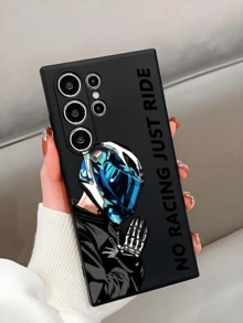 1 carcasă de telefon neagră elegantă cu slogan motociclist, antiderapantă, antișoc, compatibilă cu , OPPO, HONOR, REDMI, GALAXY, 12T/13T/14T, impermeabilă, anti-cădere, rezistentă la zgârieturi