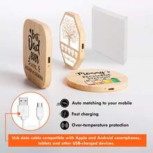 Personalized Wooden Wireless Charger 15W – Fast Charging New Version Charging Pad Bamboo With Name Or Logo – Tech Gift - Multicolor - View 5