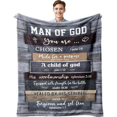 1pc Inspirational Wool Blanket - Dedicated To "God's People", With Bible Verses, Catholic And Spiritual Encouragement - Suitable For All Seasons, Warm And Comfortable Birthday Gift