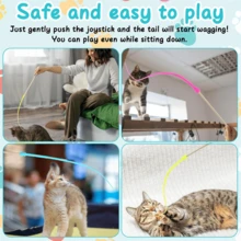 Brinquedos de Vara para Gatos - Varas Interativas com Cauda de Silicone para Gatos Internos, Brinquedo de Caça e Exercício para Filhotes e Adultos